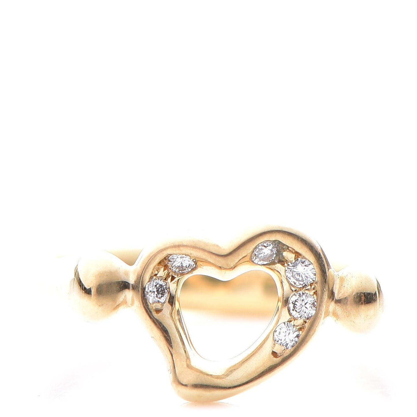 18K Yellow Gold Diamond Elsa Peretti Open Heart Ring 5