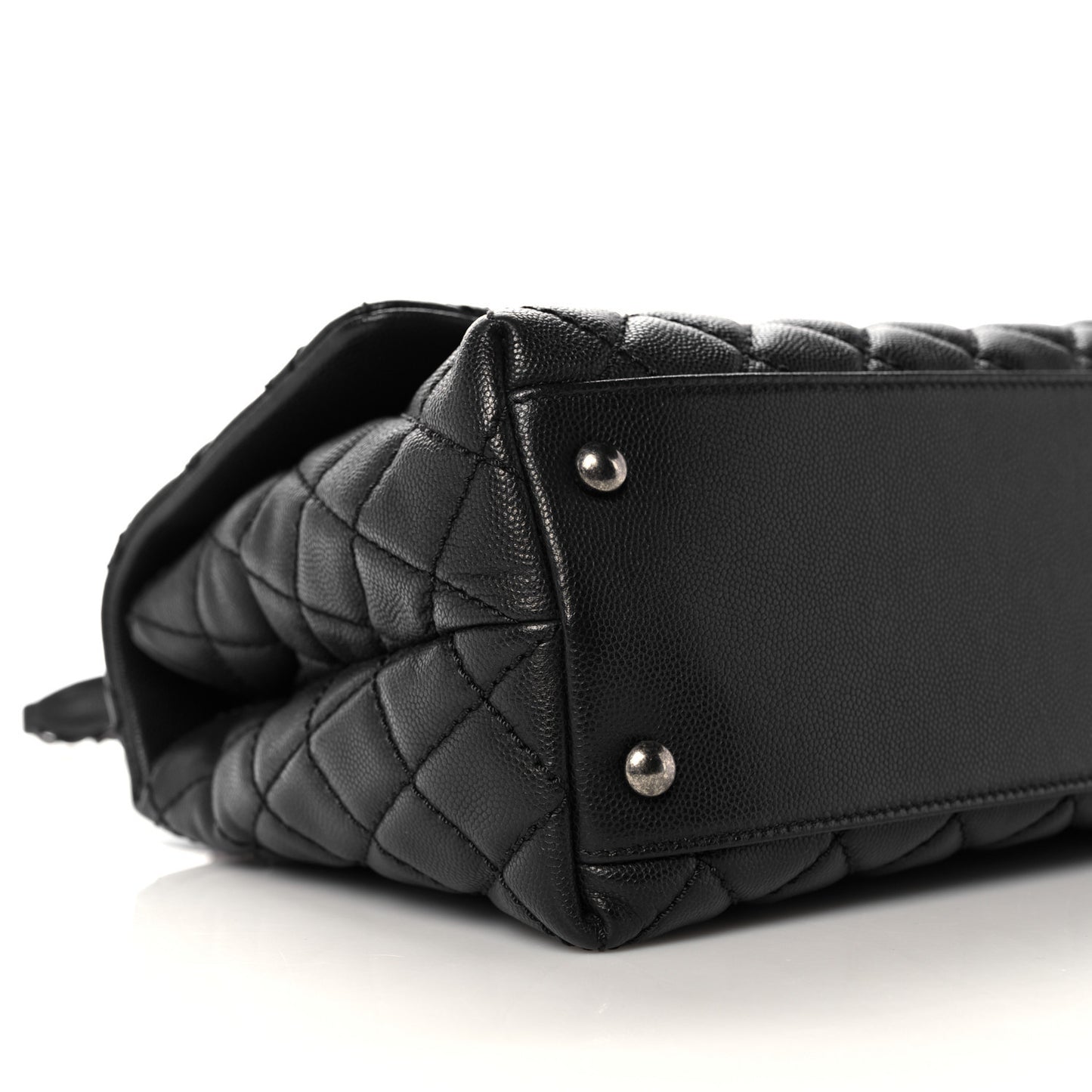 Caviar Lizard Quilted Small Coco Handle Flap Black