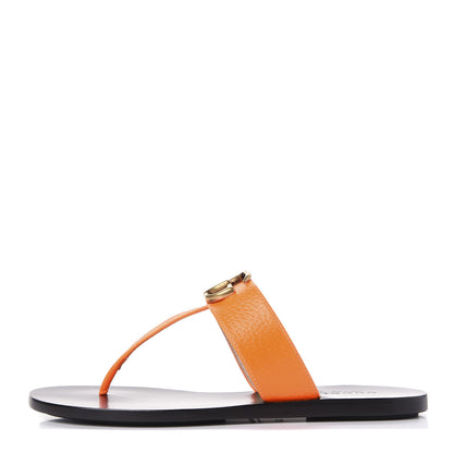 Gucci Calfskin GG Marmont Thong Sandals 35 Deep Orange 1 of 11