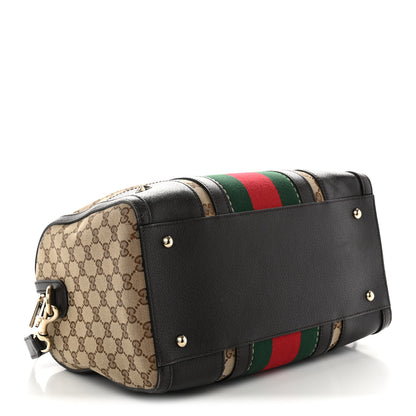 Gucci Monogram Vintage Web Medium Webby Bee Boston Dark Brown 4 of 14