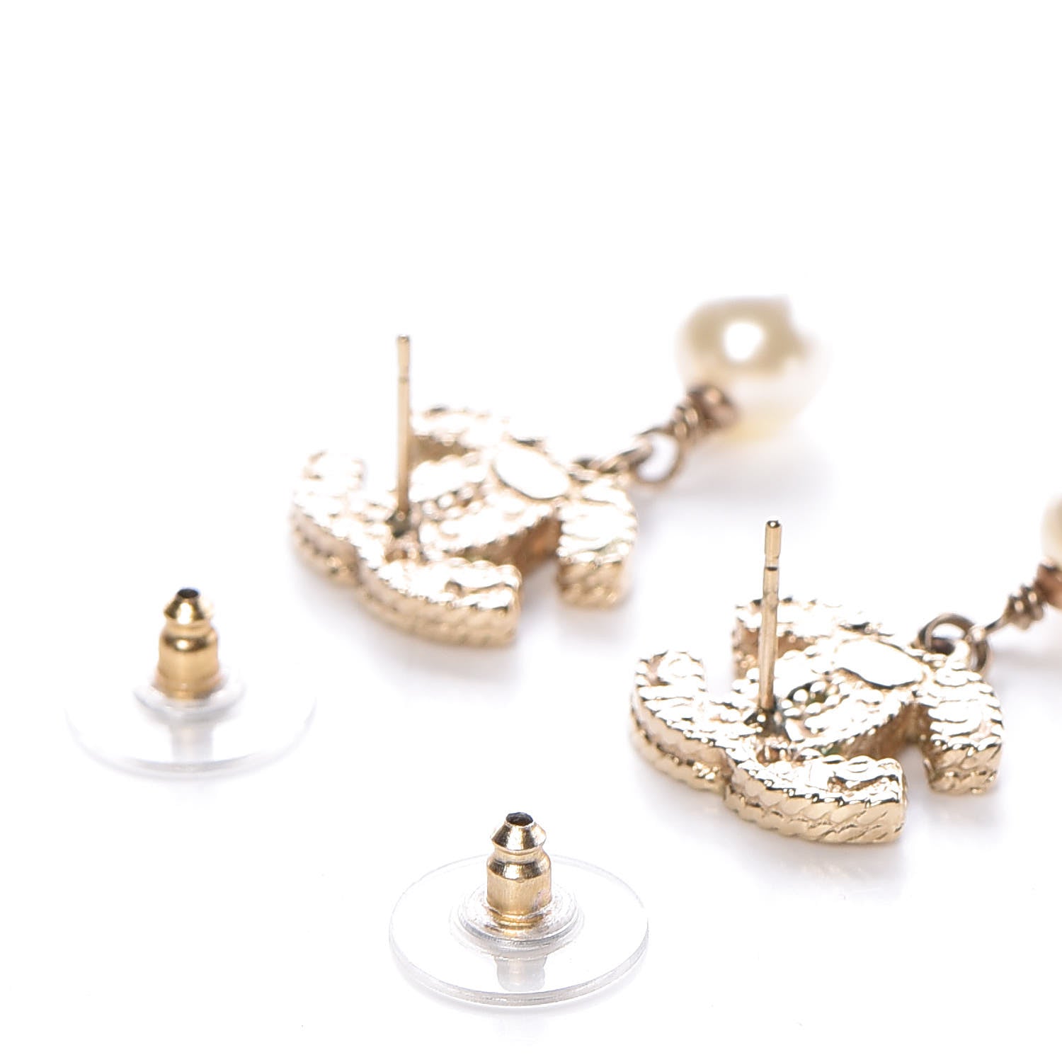Chanel Pearl CC Drop Earrings Gold 4 of 5