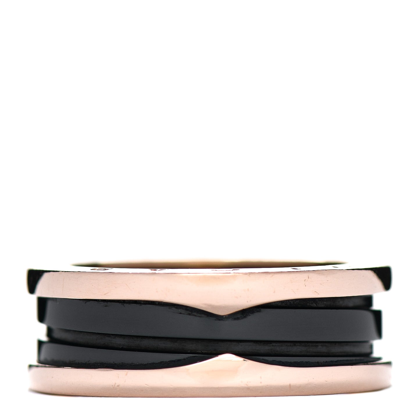 18K Rose Gold Black Ceramic B.Zero1 Two-Band Ring 59 8.75
