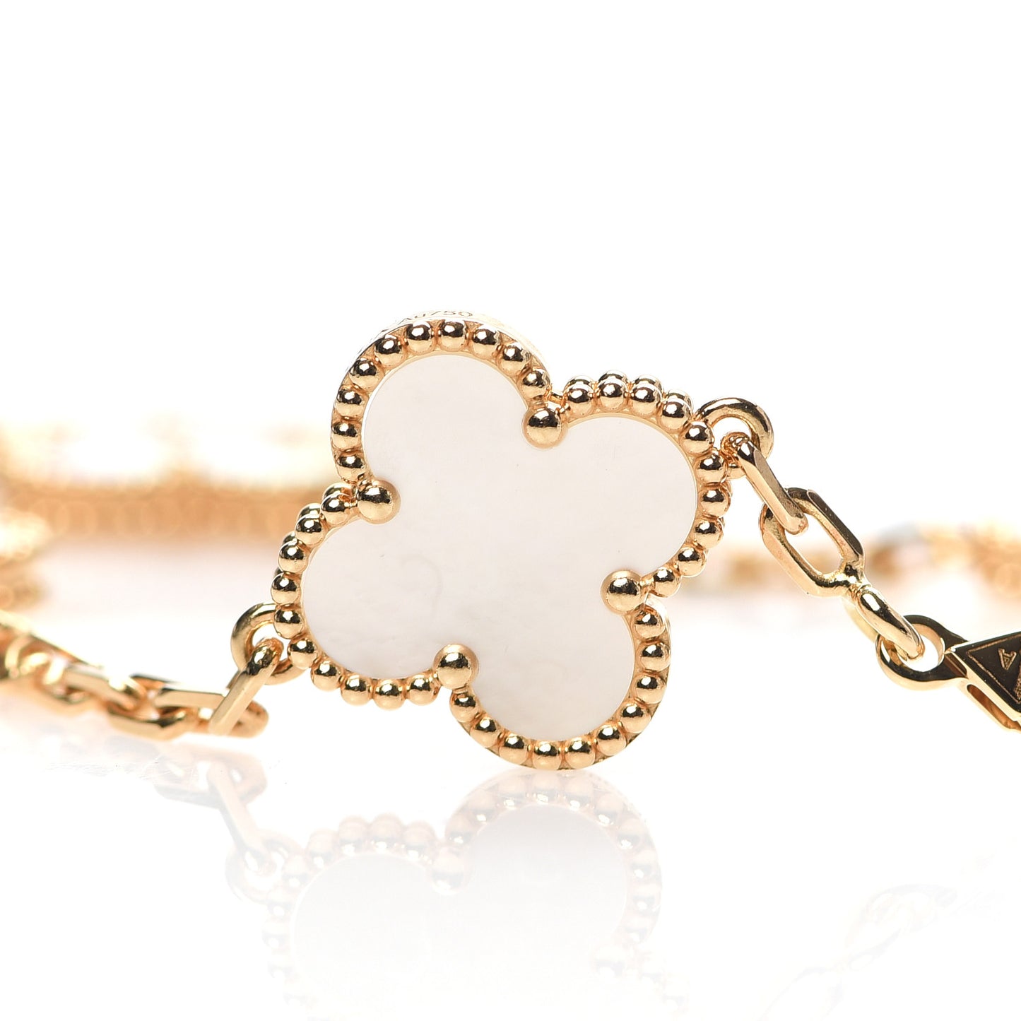 18K Yellow Gold Mother of Pearl 5 Motifs Vintage Alhambra Bracelet