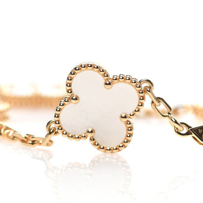 Van Cleef & Arpels 18K Yellow Gold Mother of Pearl 5 Motifs Vintage Alhambra Bracelet 8 of 10