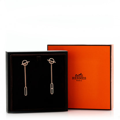 Hermes 18K Rose Gold Echappee Asymmetric Earrings 5 of 5