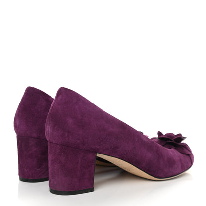 Chanel Suede Calfskin Camellia Ballerina Pumps 40 Purple 4 of 10
