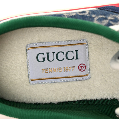 Gucci New Denim GG Monogram Web Womens 1977 Tennis Sneakers 37 Blue Tea Mystic White 8 of 11