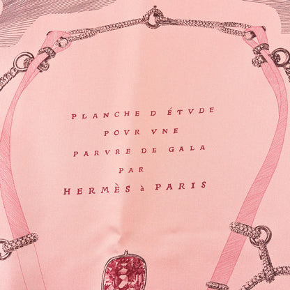 Hermes Silk Our Line Etude Pour Une Parure De Gala Scarf 90 Rose Ballerine Taupe Framboise 2 of 4