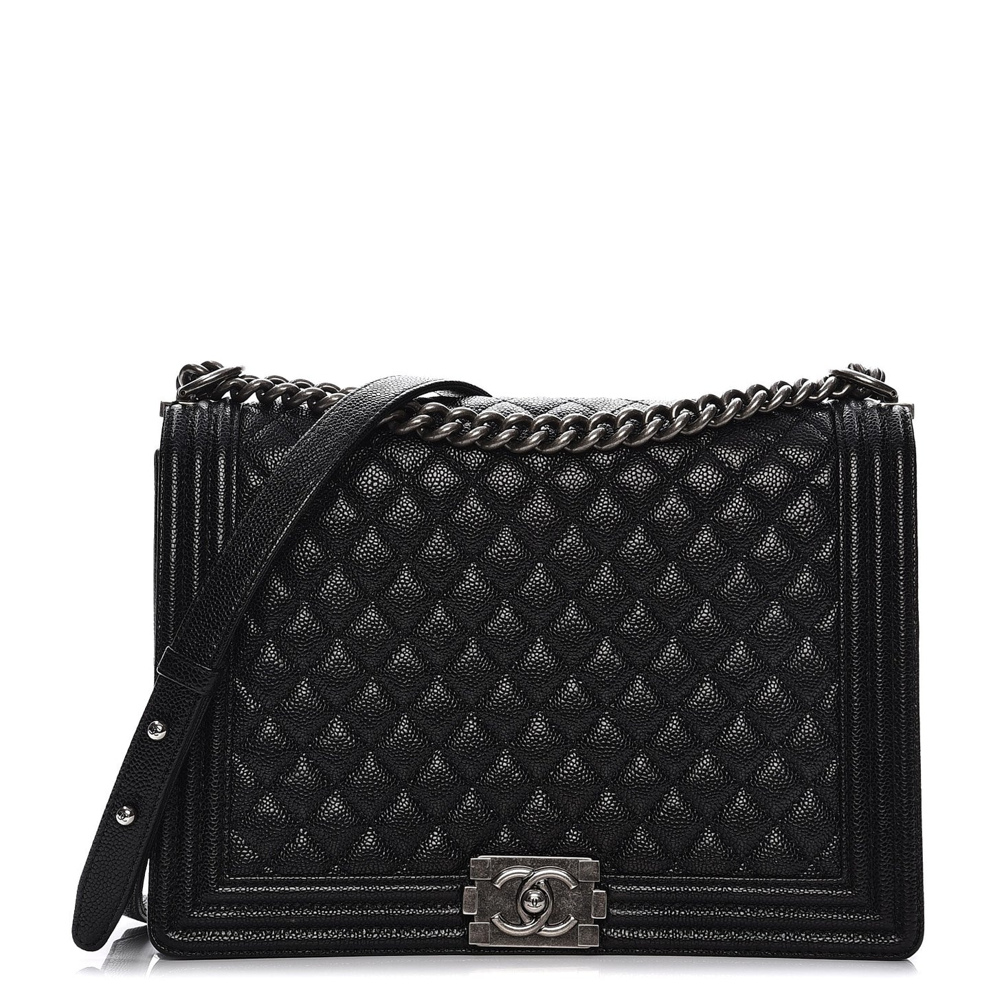 Caviar Quilted Large Boy Flap Black