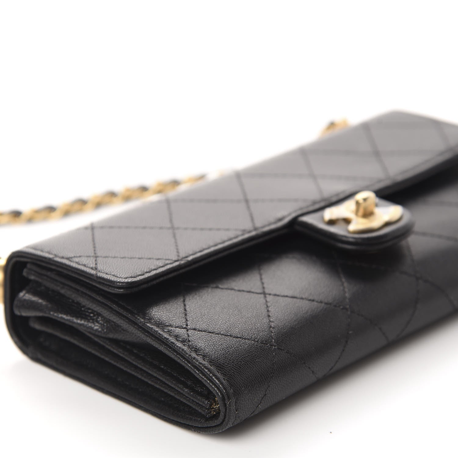 Chanel Goatskin Quilted Chic Pearls Clutch With Chain Black 6 of 12