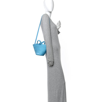 Balenciaga Nylon Lambskin Woven Mini Ibiza Basket With Strap Azur White 2 of 9