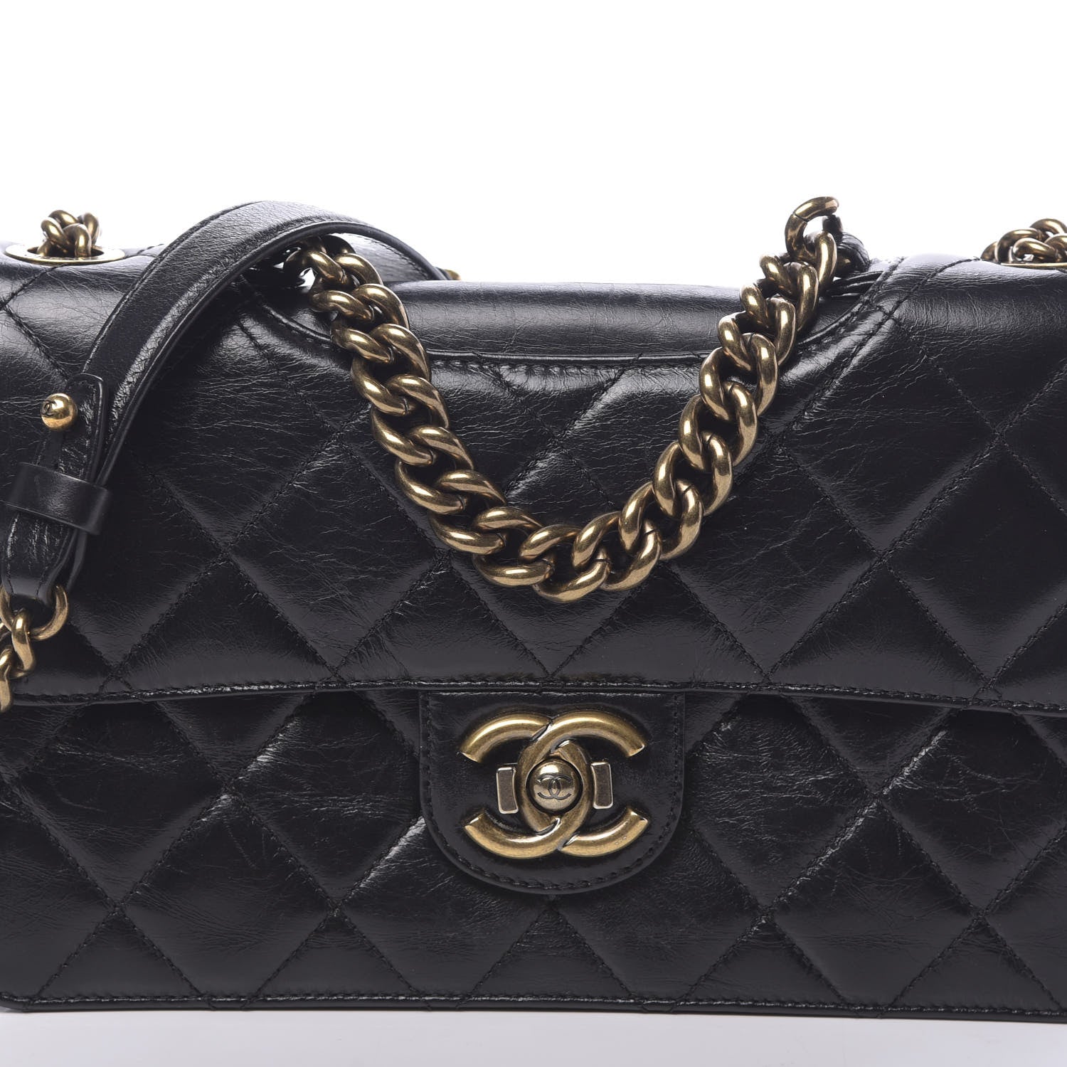 Chanel Glazed Calfskin Quilted Medium Perfect Edge Flap Black 12 of 13