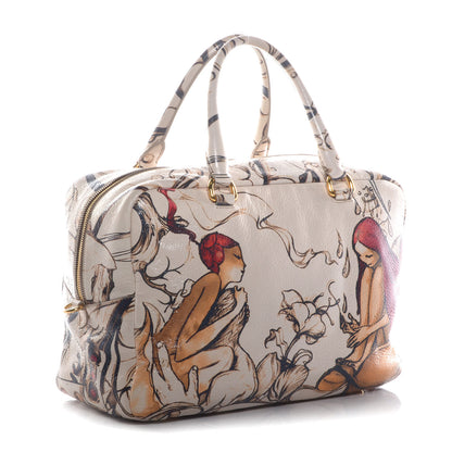 Prada X JAMES JEAN Cervo Lux Fairy Print Large Double Handle Boston Bag Prugna 5 of 12