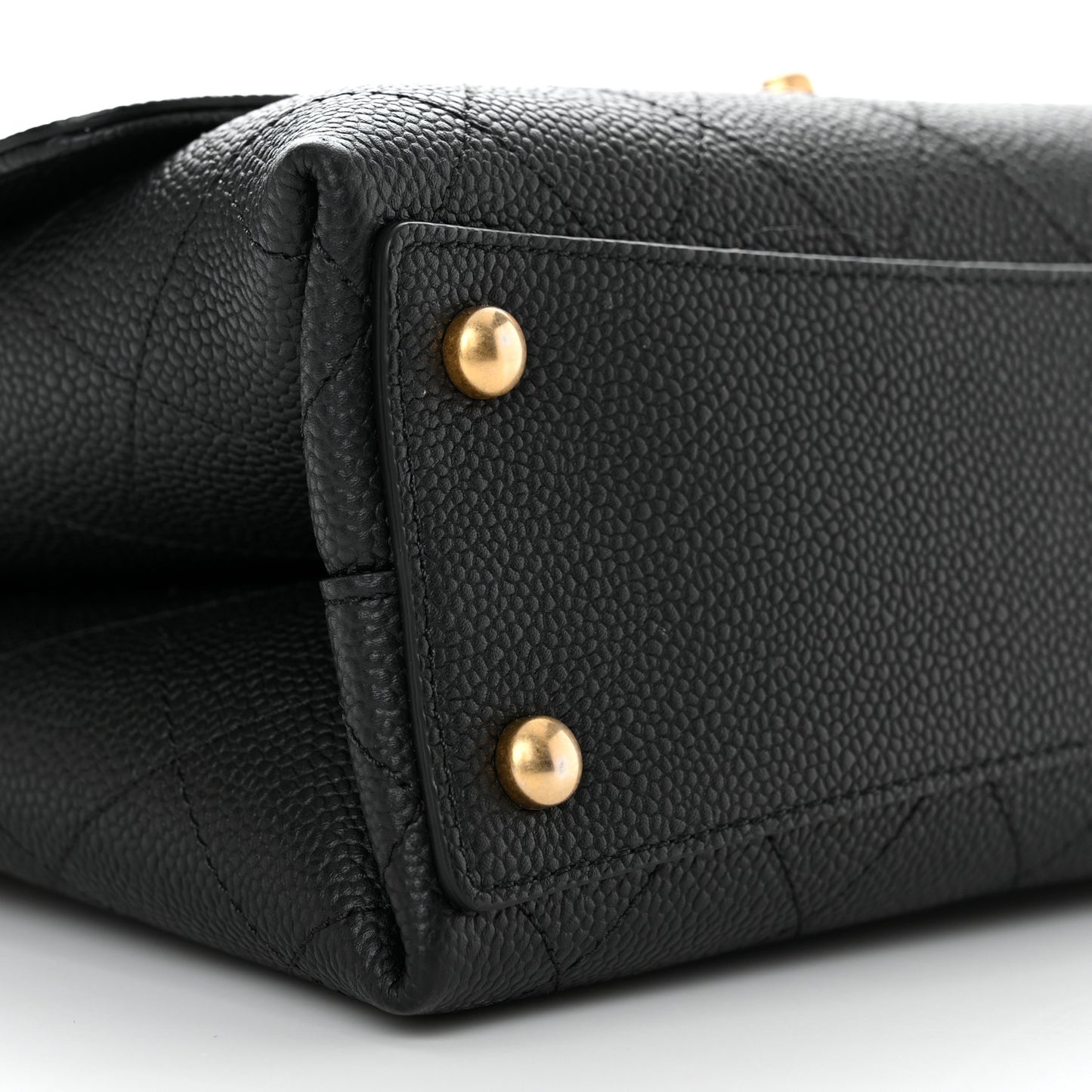 Grained Calfskin Stitched Flap Black