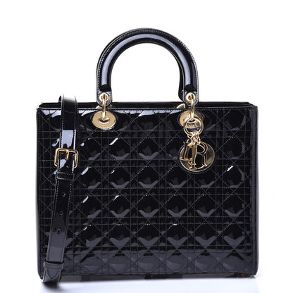 Christian Dior Patent Cannage Large Lady Dior Black 1 of 8