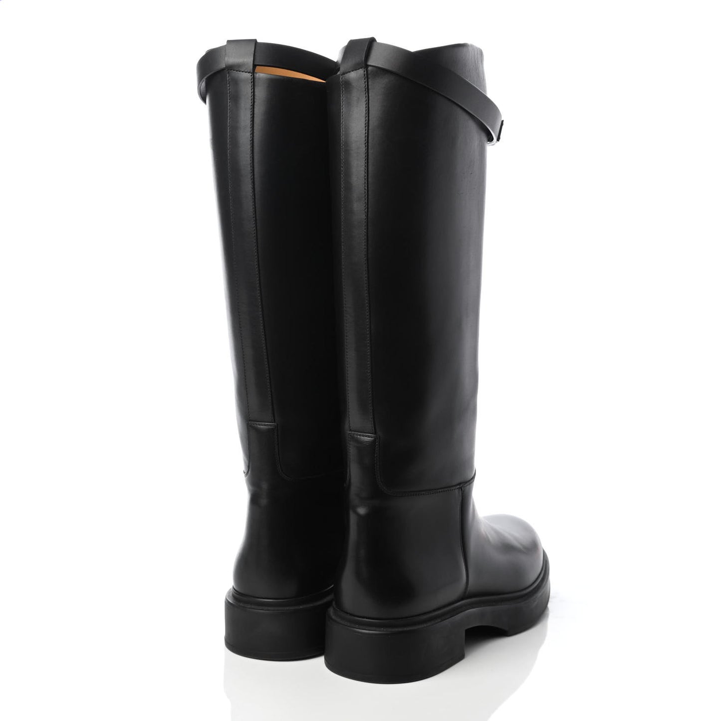 Calfskin Variation Monochromatic Boots 39.5 Black