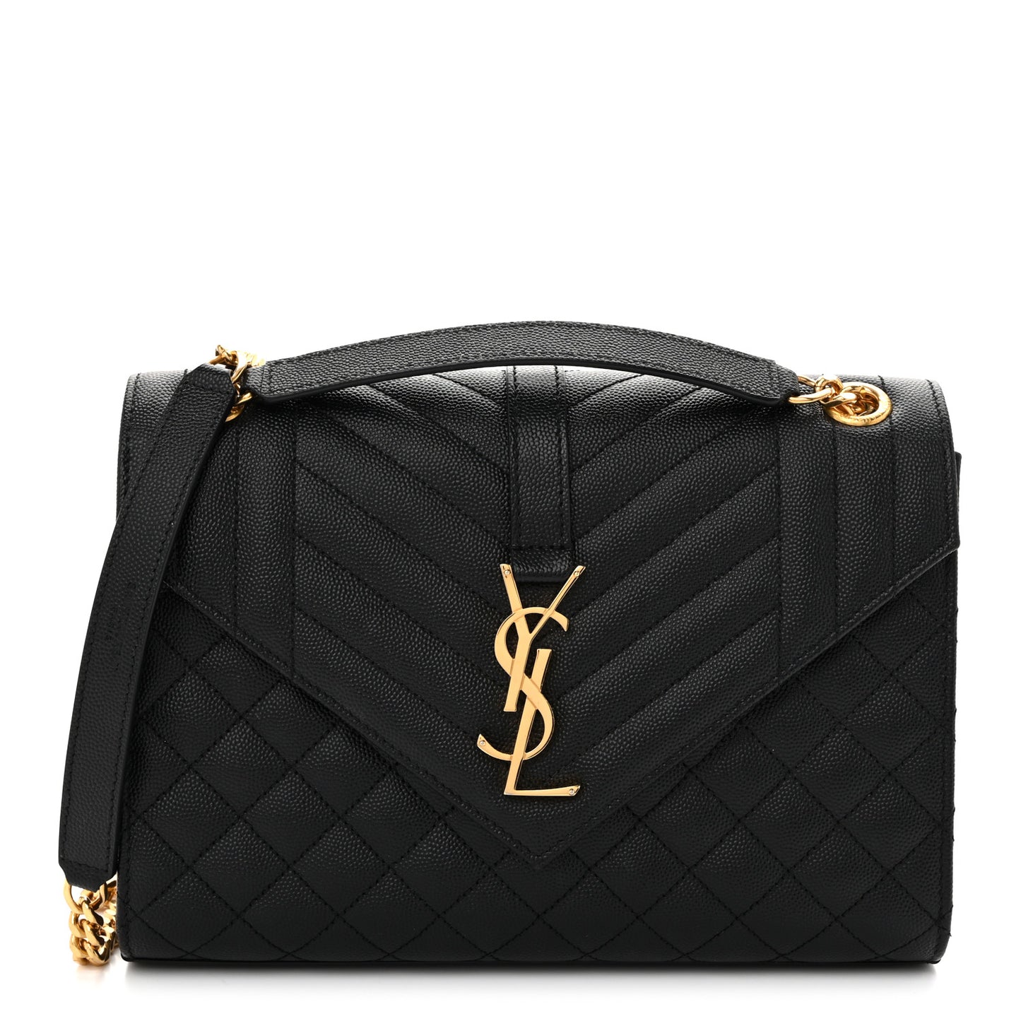Grain De Poudre Textured Mixed Matelasse Triquilt Medium Monogram Satchel Black