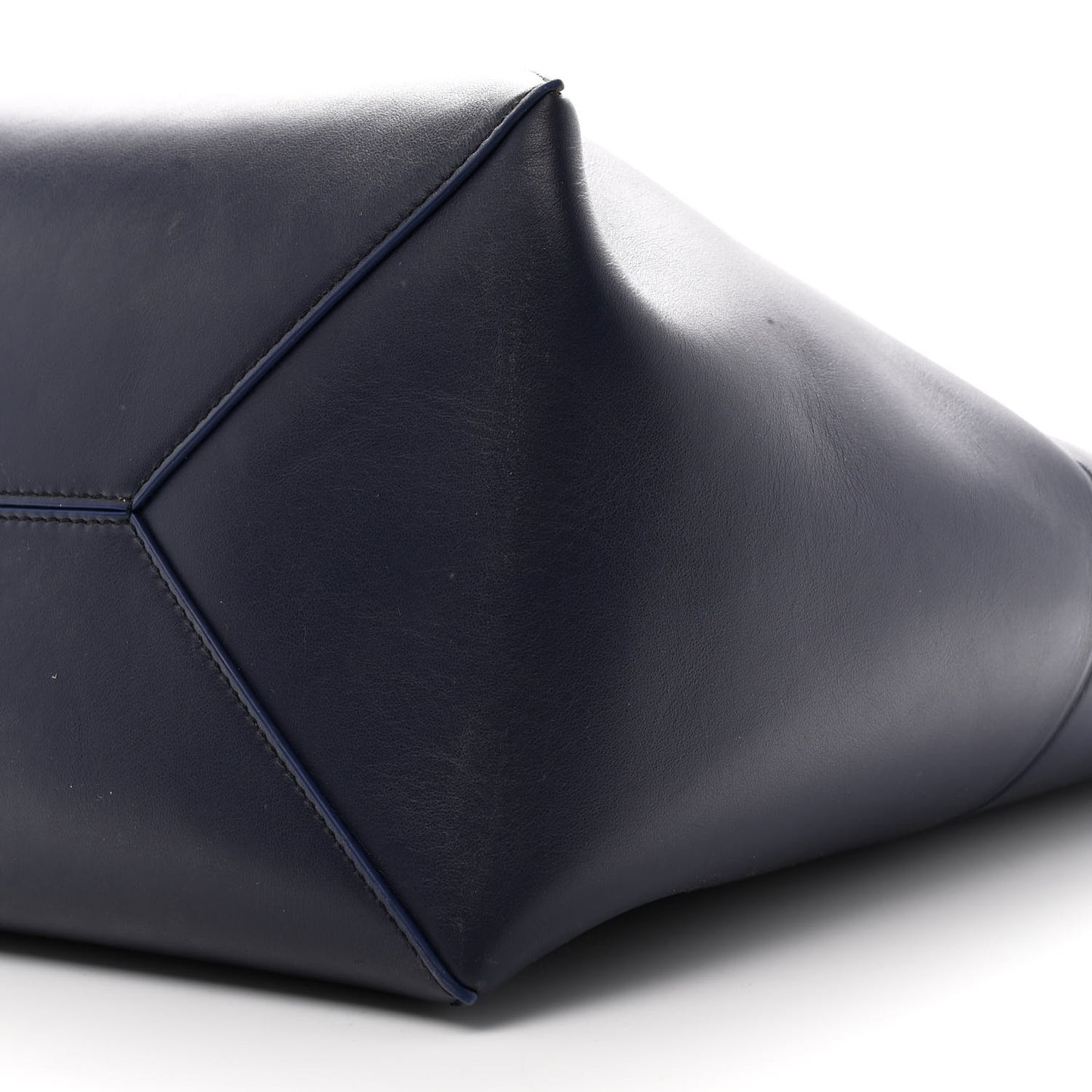 Shiny Calfskin XL Puzzle Fold Tote Abyss Blue