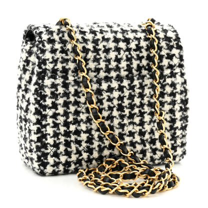 Chanel Tweed Houndstooth Mini Square Flap Black White 2 of 10