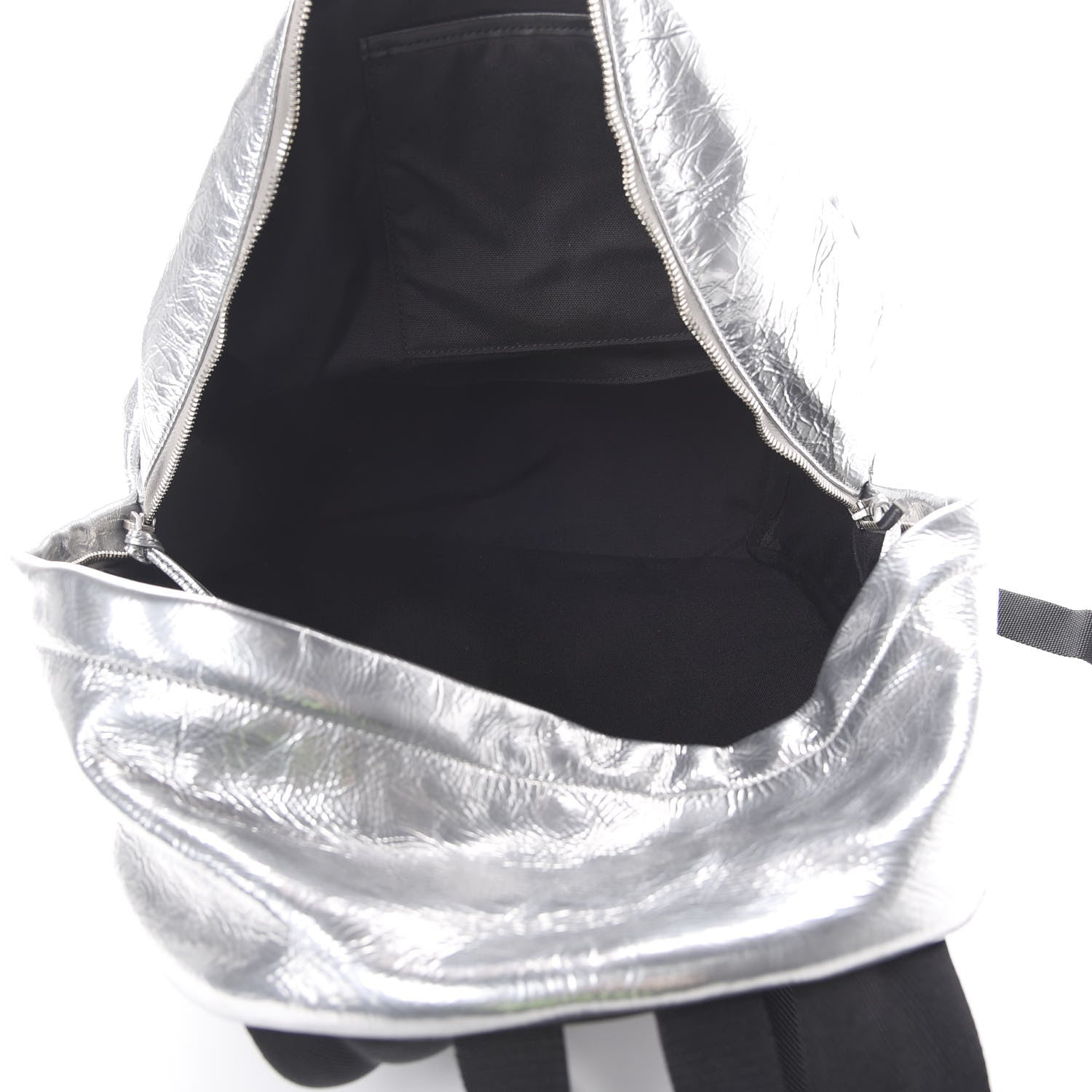 Saint Laurent Textured Patent City Backpack Argent 4 of 9
