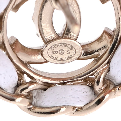Chanel Crystal Lambskin Chain Around CC Earrings Light Gold White 4 of 5