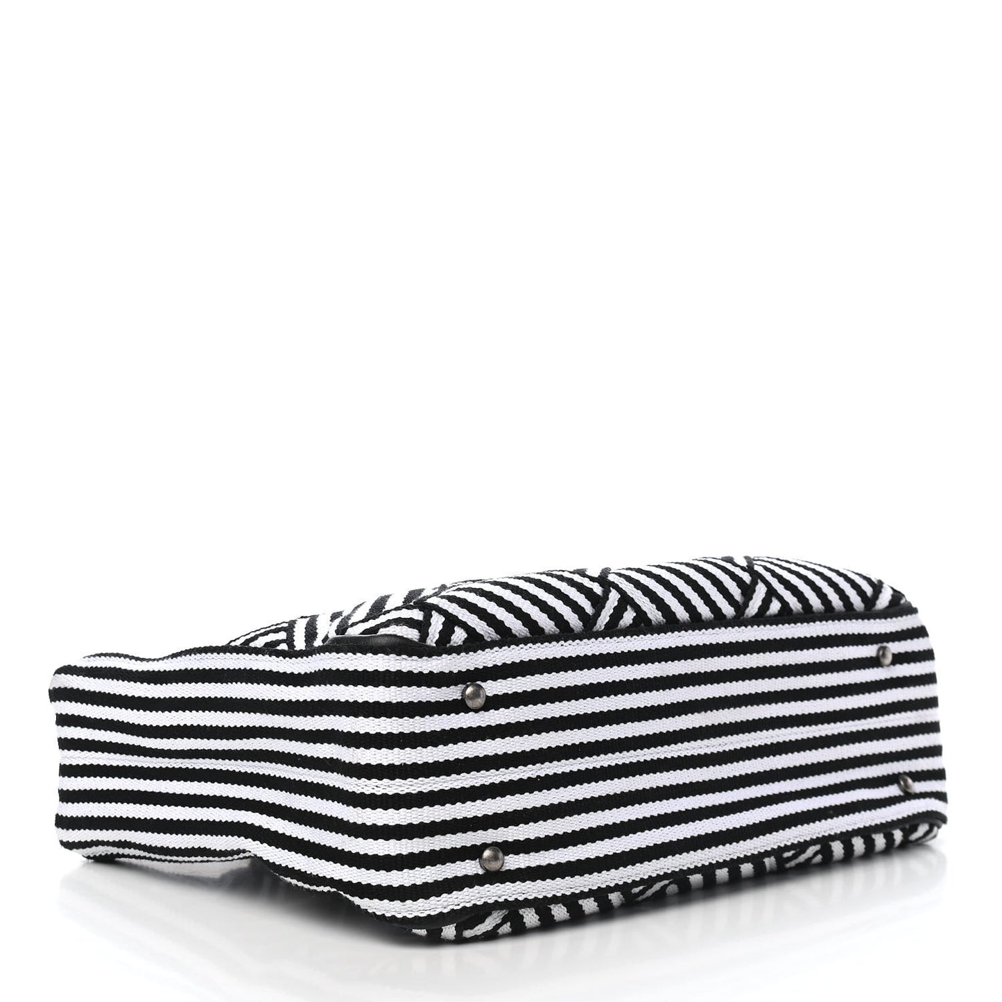Woven Canvas Large Easy Shopping Tote Black White