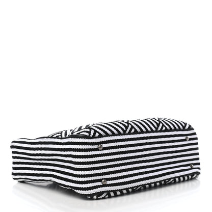 Chanel Woven Canvas Large Easy Shopping Tote Black White 3 of 8