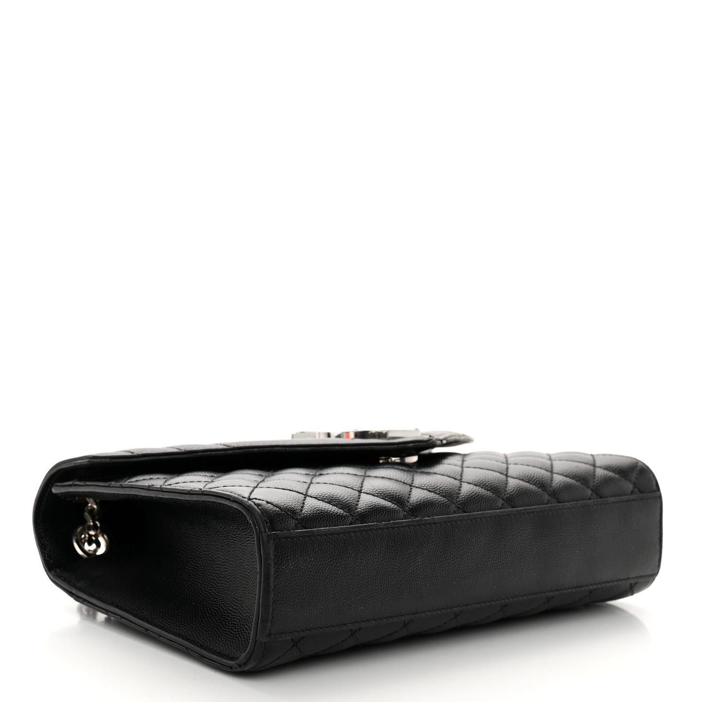 Grain De Poudre Textured Mixed Matelasse Triquilt Medium Monogram Satchel Black