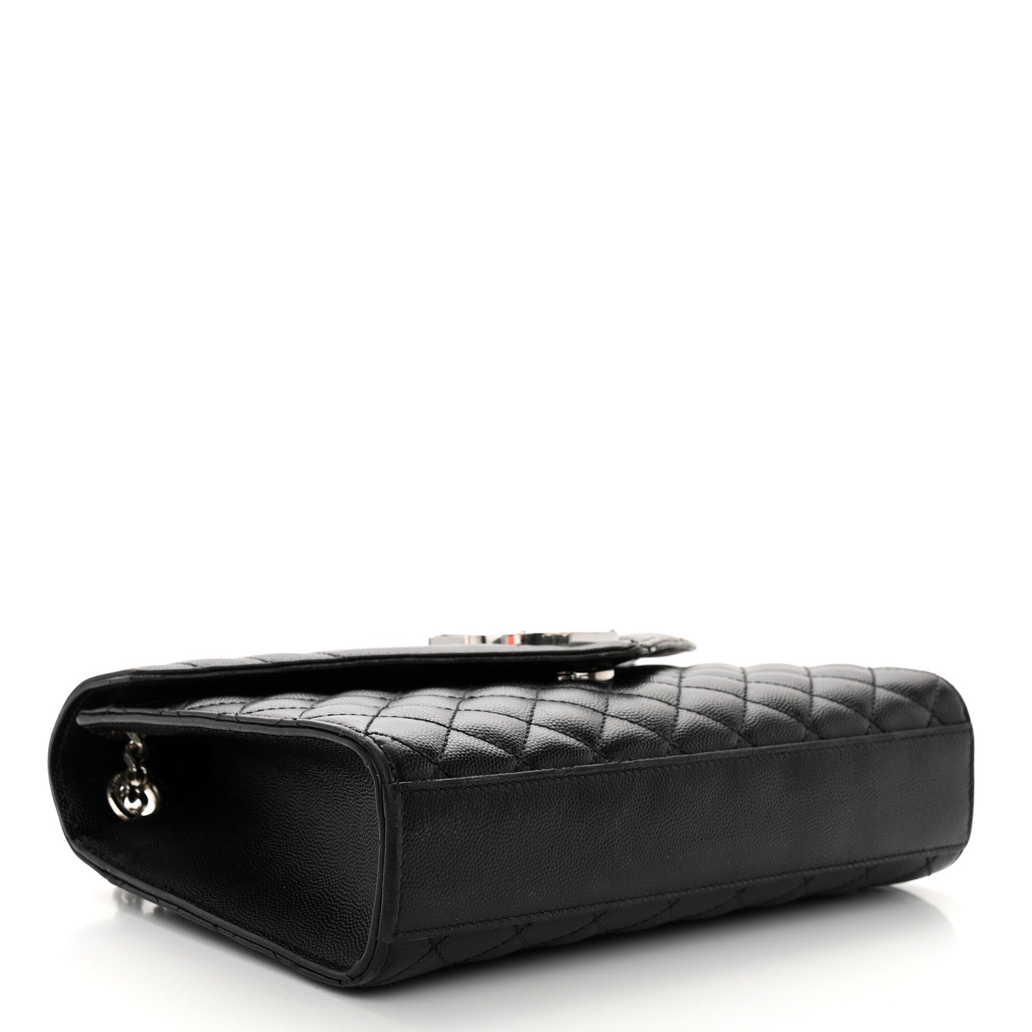 Saint Laurent Grain De Poudre Textured Mixed Matelasse Triquilt Medium Monogram Satchel Black 4 of 14