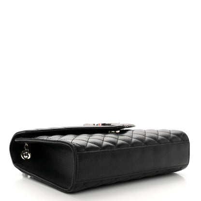 Saint Laurent Grain De Poudre Textured Mixed Matelasse Triquilt Medium Monogram Satchel Black 4 of 14