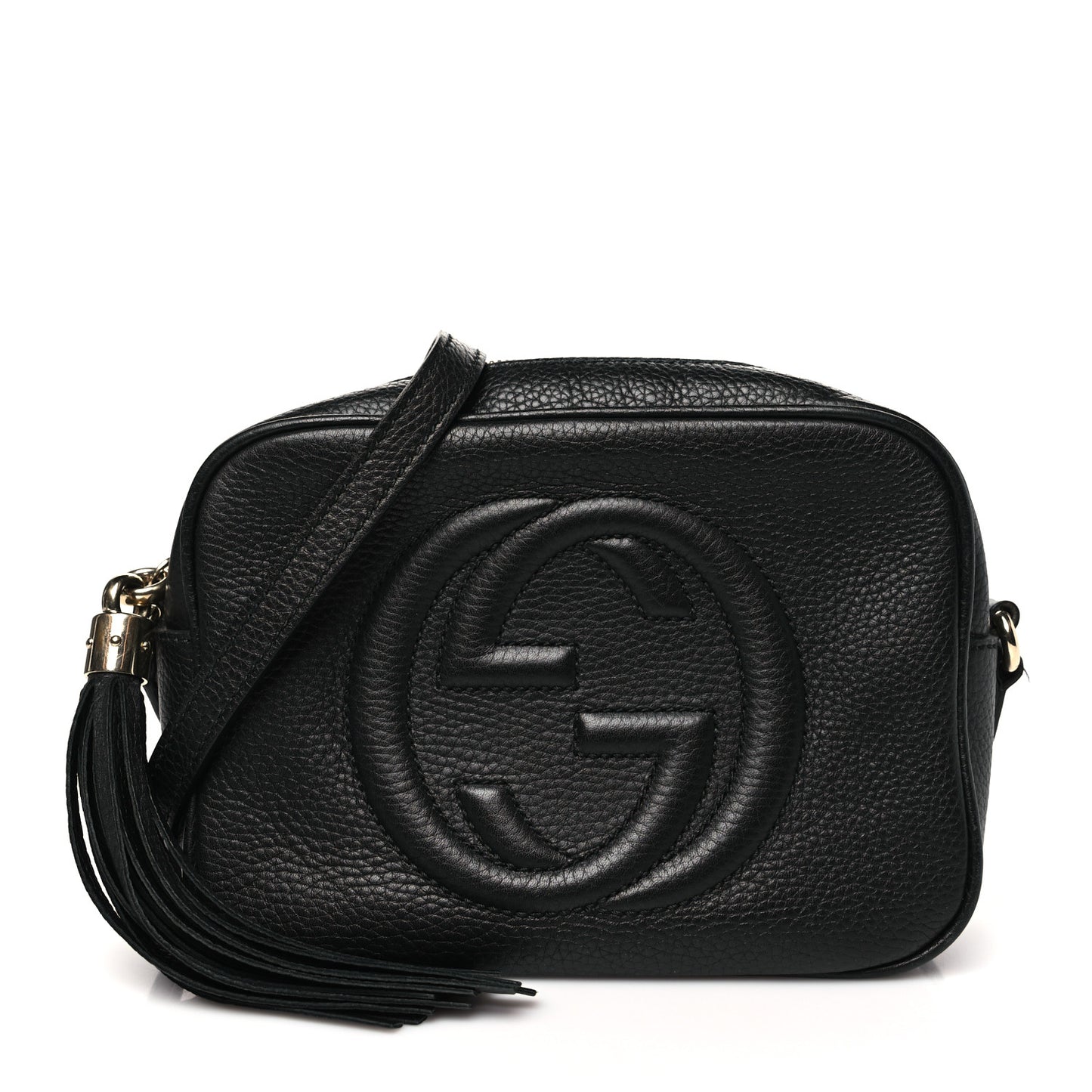 Pebbled Calfskin Small Soho Disco Bag Black