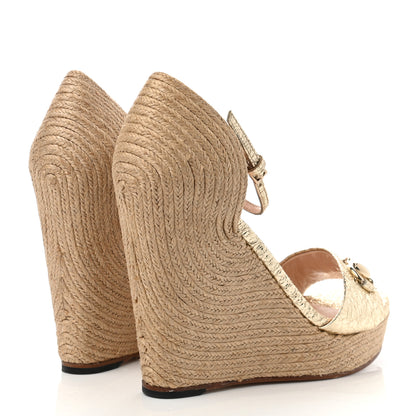 Gucci Galassia Horsebit Platform Espadrille Wedge Sandals 36.5 Platino 4 of 11