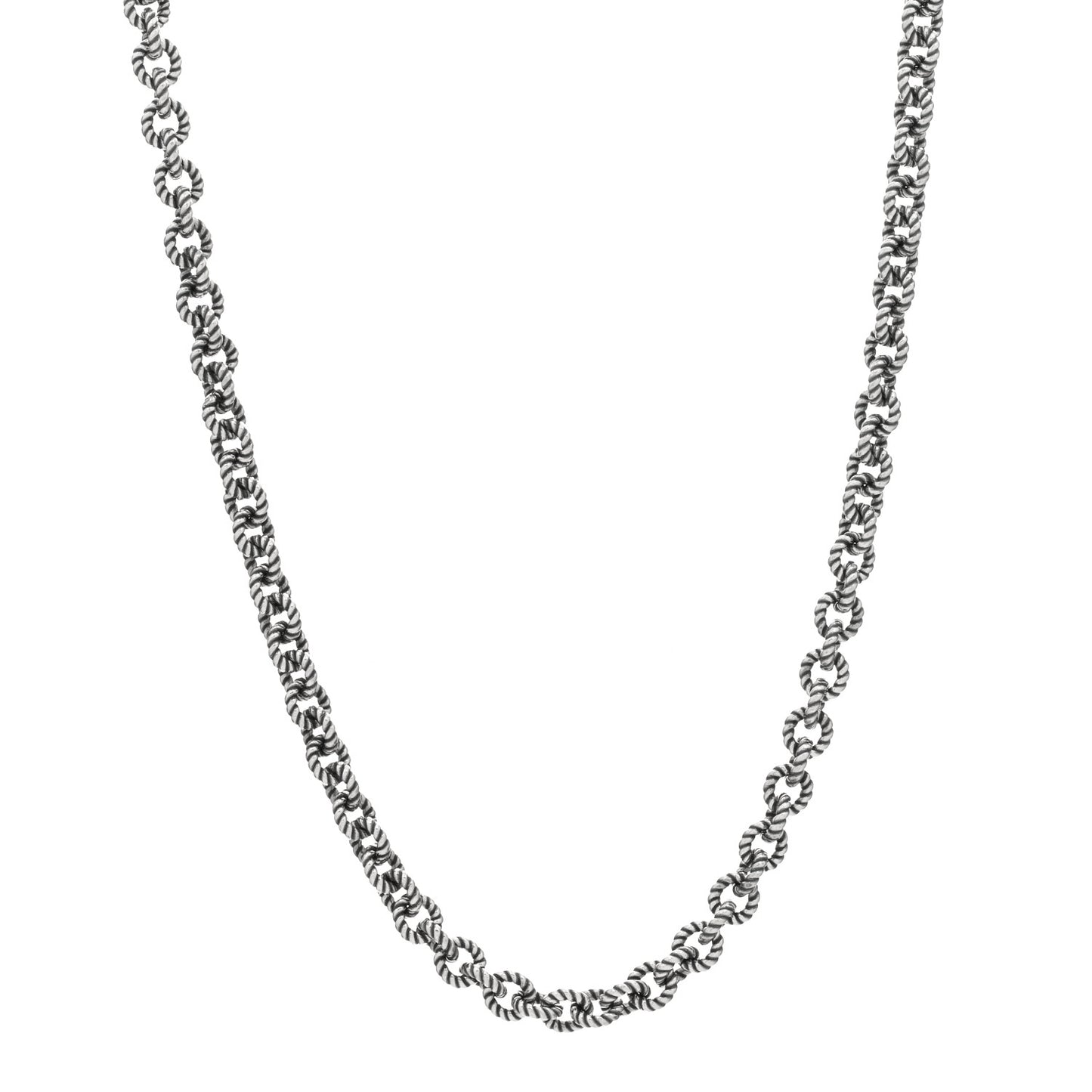 Sterling Silver 6mm Oval Cable Link Toggle Necklace 18"