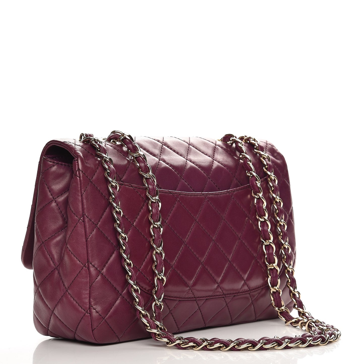 Lambskin Quilted Jumbo Single Flap Purple