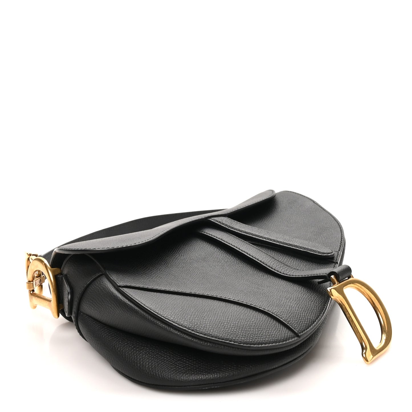 Grained Calfskin Saddle Bag Black