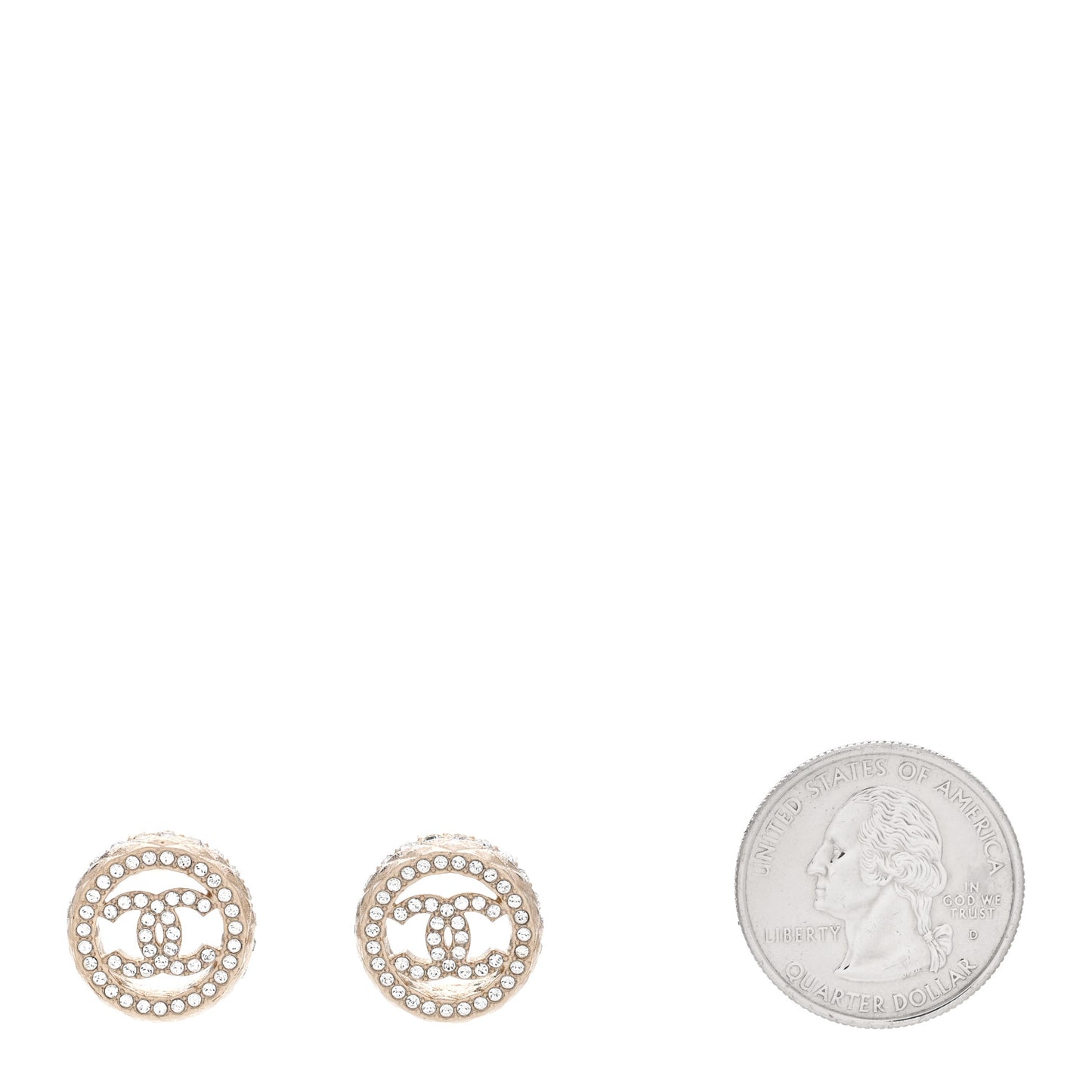 Crystal CC Round Earrings Gold