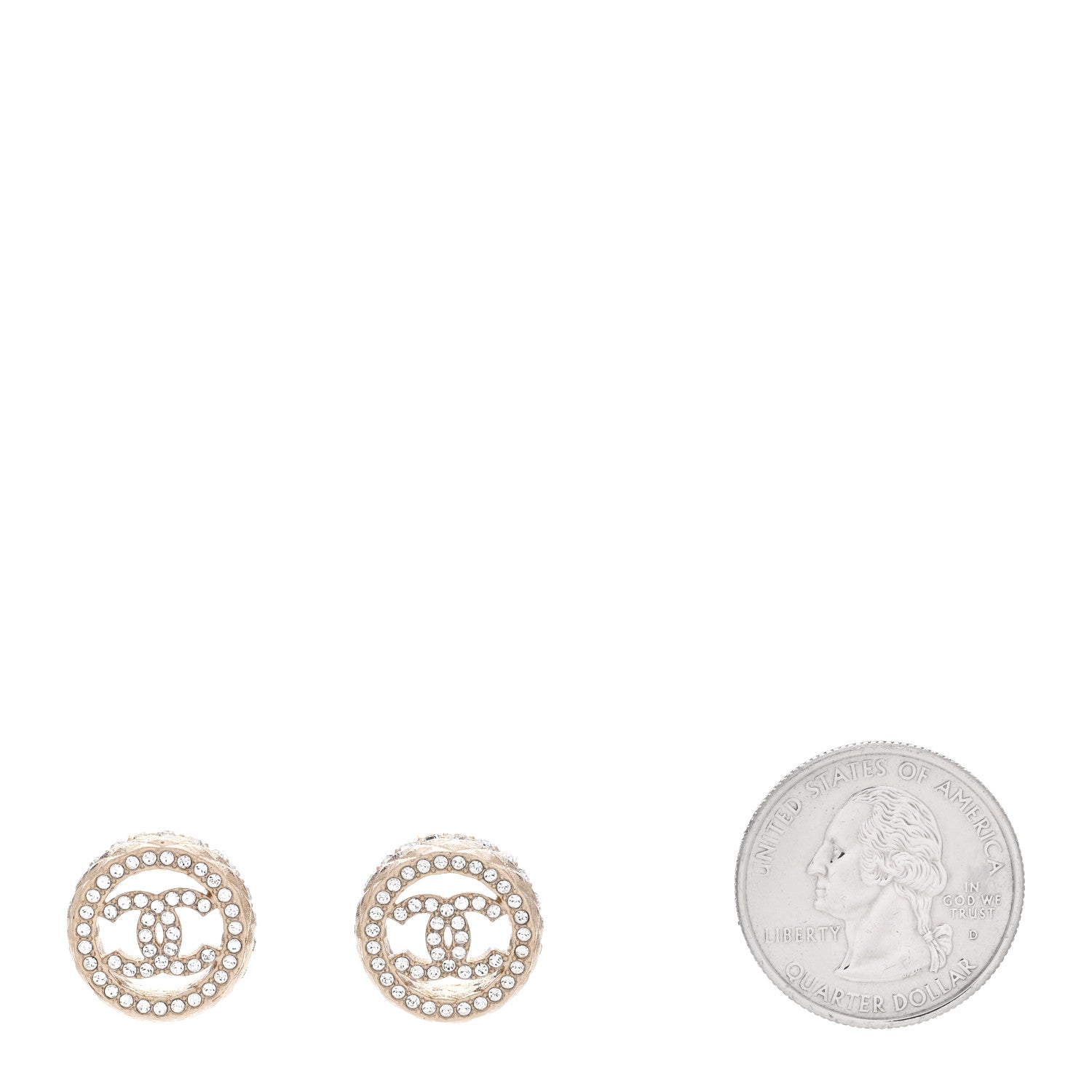 Chanel Crystal CC Round Earrings Gold 2 of 5