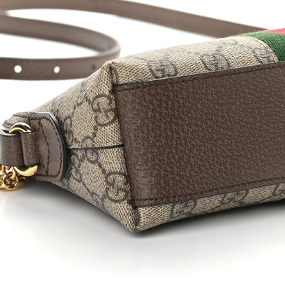 Gucci GG Supreme Monogram Textured Dollar Calfskin Web Small Ophidia Dome Shoulder Bag Beige Ebony New Acero 8 of 9