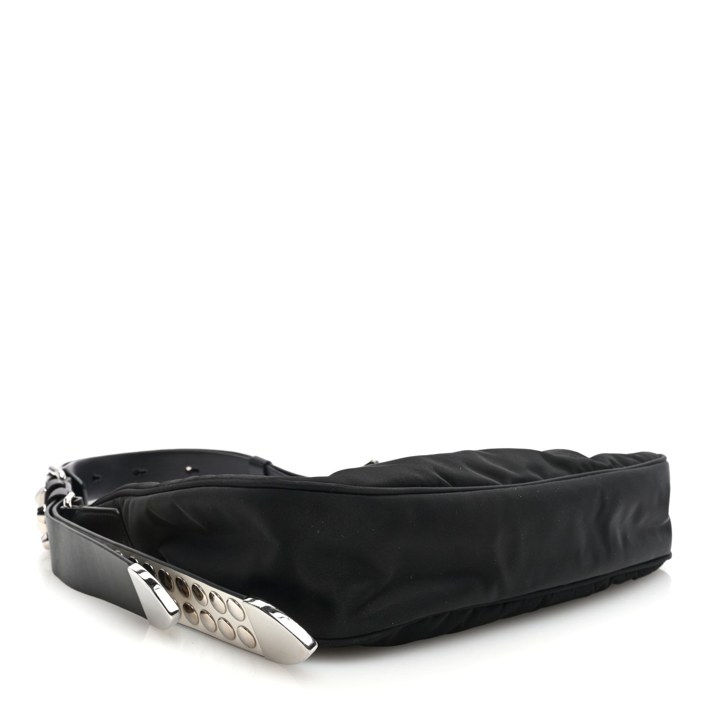 Tessuto Nylon Studded New Vela Hobo Black White