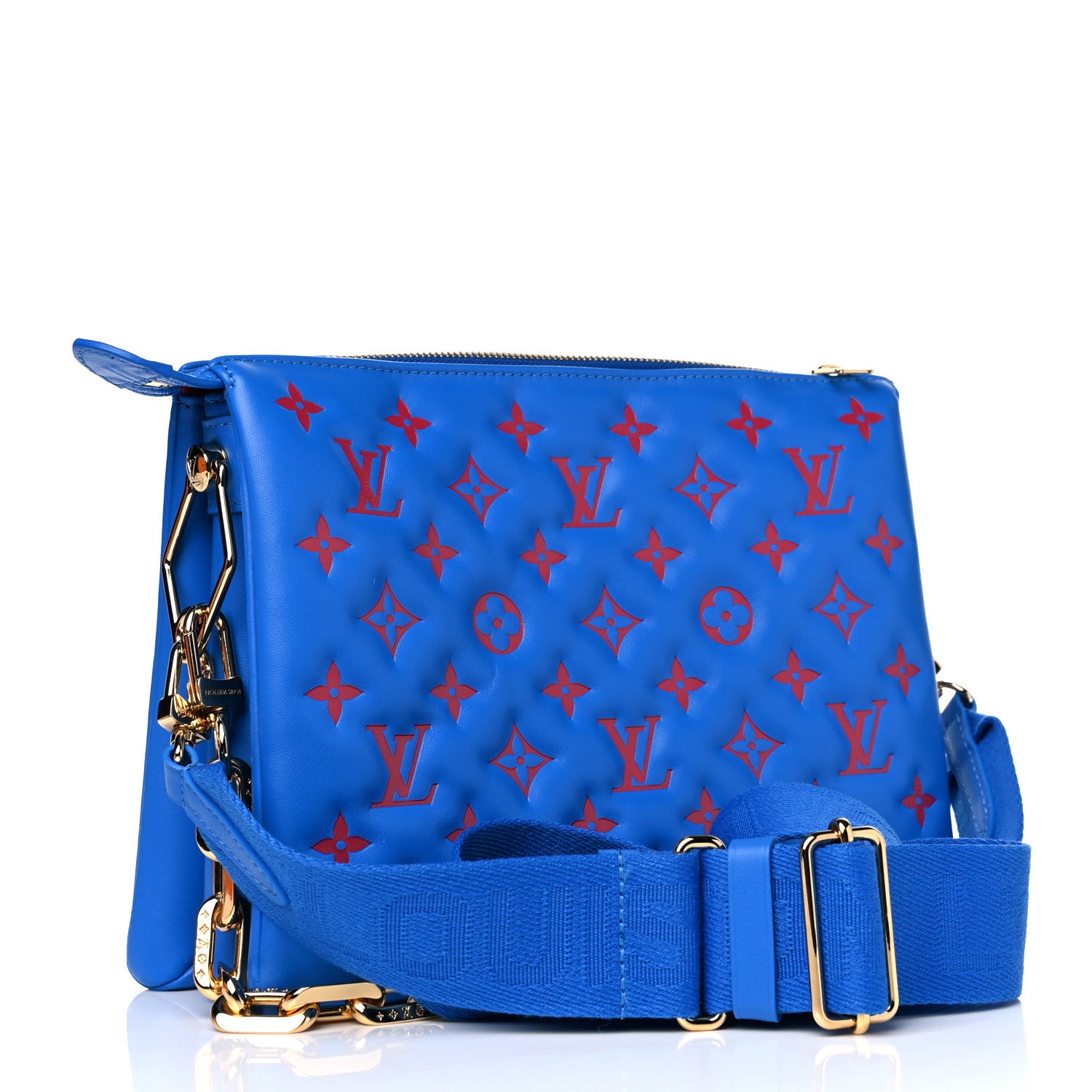 Louis Vuitton Lambskin Embossed Monogram Vuittamins Coussin PM Blue Red 3 of 10