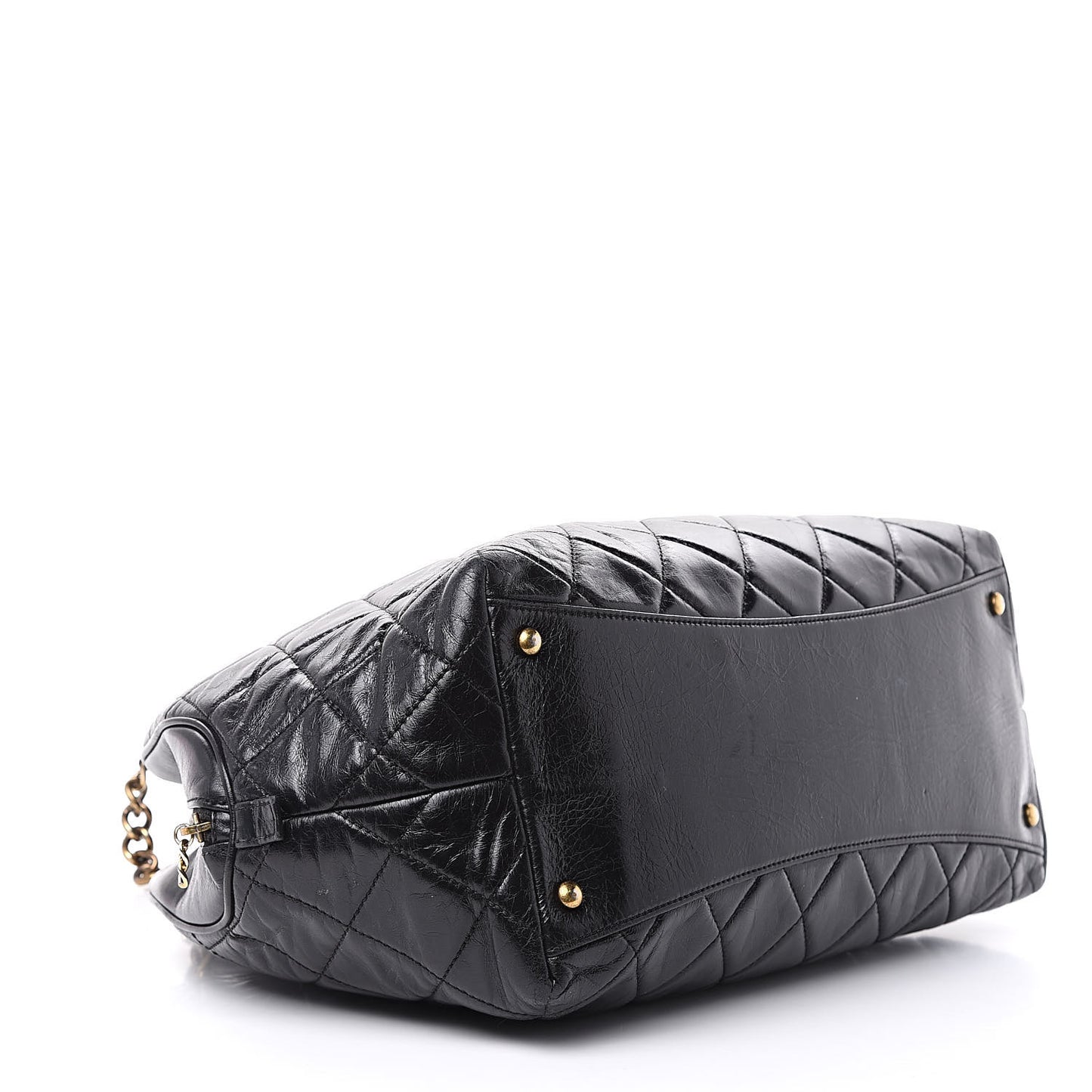 Glazed Calfskin Castle Rock Bowling Bag Black