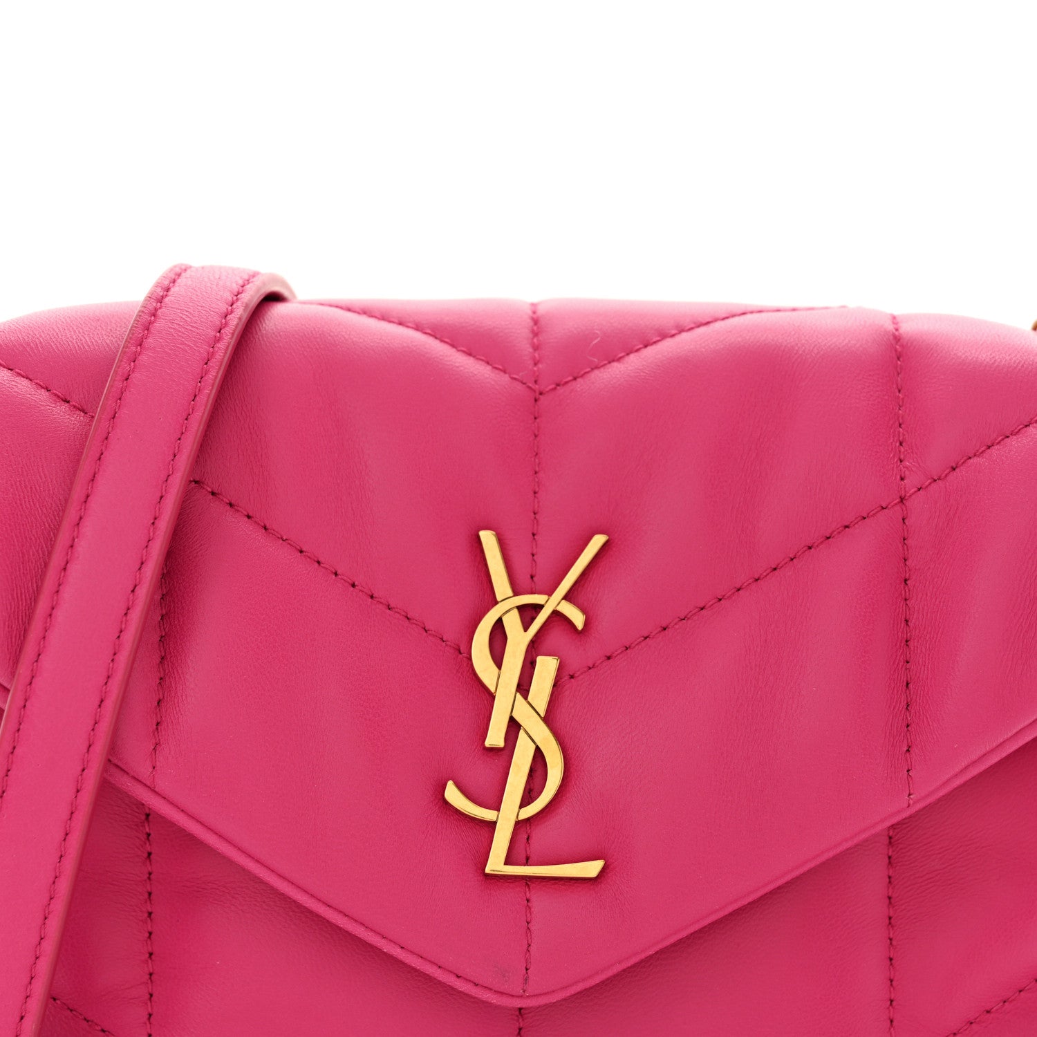 Saint Laurent Lambskin Quilted Toy Loulou Puffer Monogram Chain Satchel Bubblegum 8 of 11