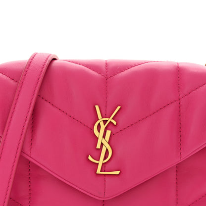 Saint Laurent Lambskin Quilted Toy Loulou Puffer Monogram Chain Satchel Bubblegum 8 of 11