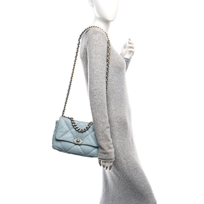 Chanel Lambskin Quilted Medium Chanel 19 Flap Light Blue 2 of 10