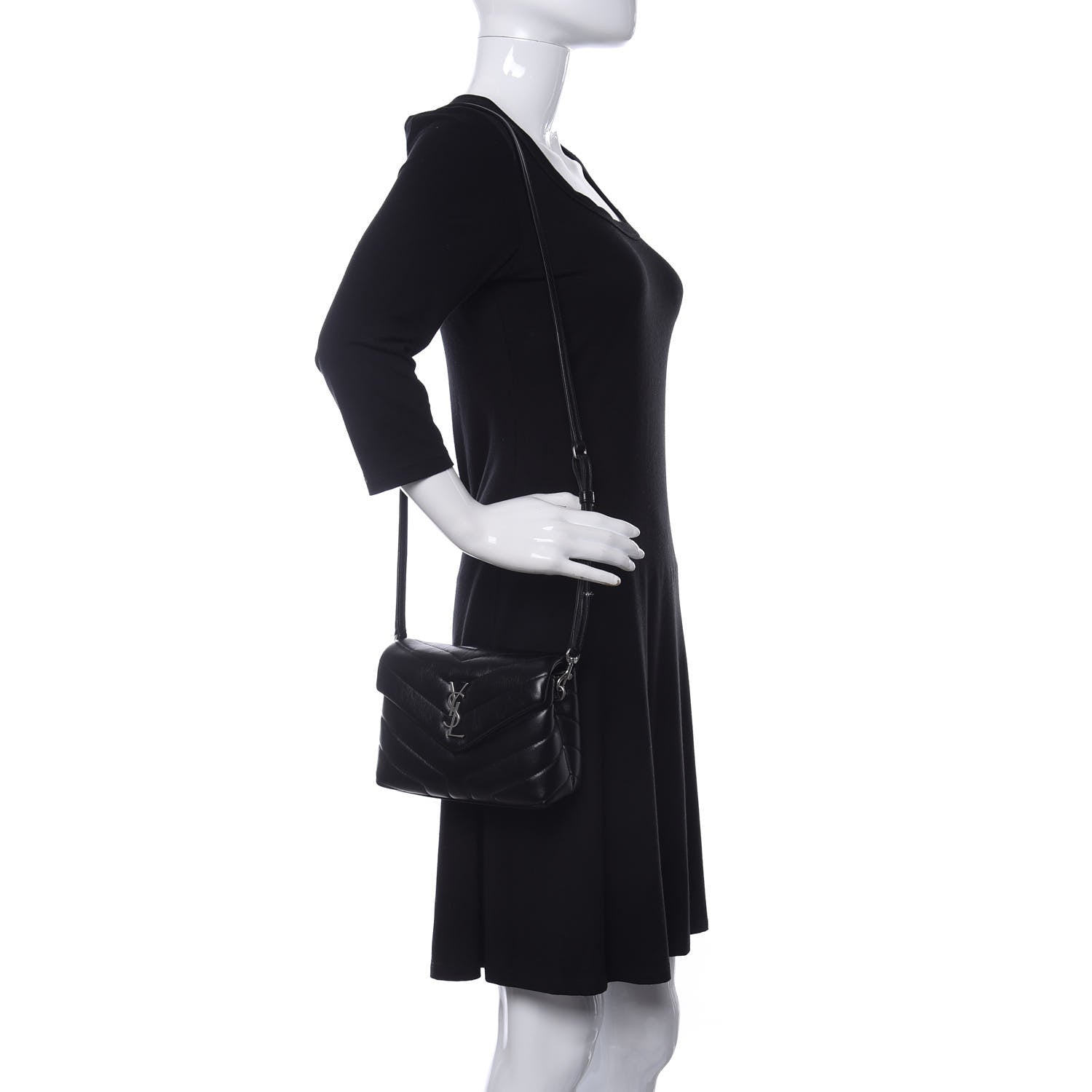 Saint Laurent Calfskin Y Quilted Monogram Toy Loulou Crossbody Bag Black 2 of 9