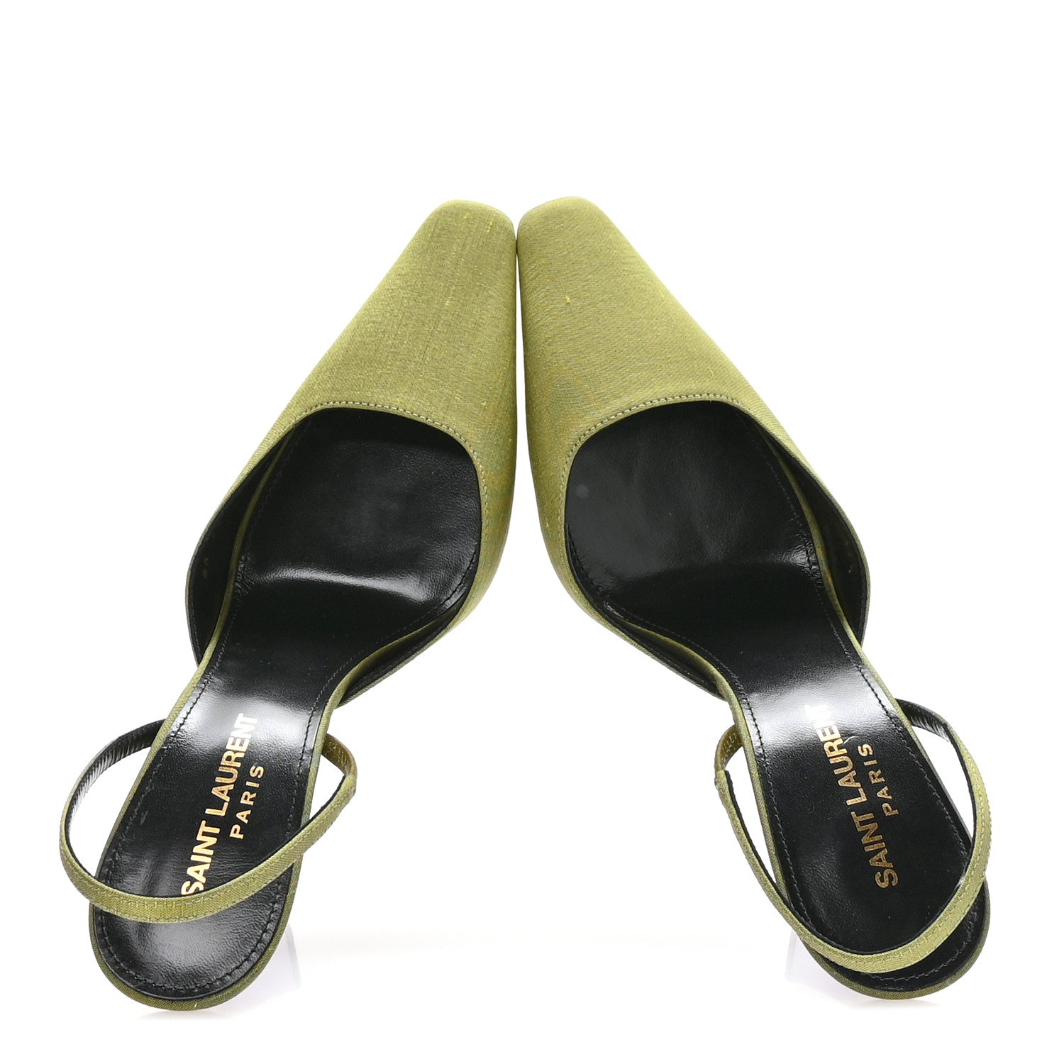 Saint Laurent Crepe De Chine Blade 105 Slingback Pumps 37.5 Lime 3 of 18