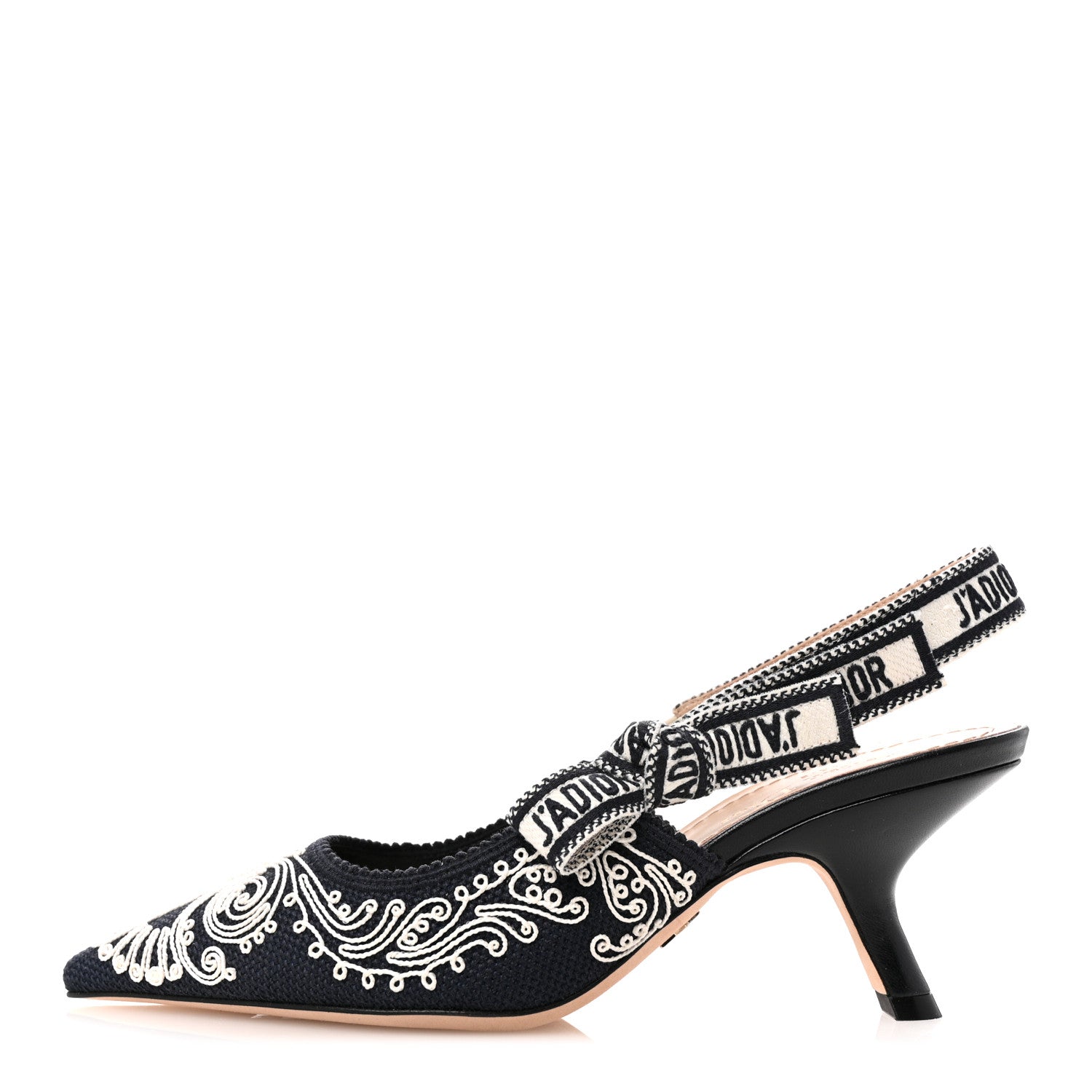 Christian Dior Canvas Embroidered Ornamental Cornely Ribbon J'Adior Slingback 65mm Pumps 36 Deep Blue 1 of 12