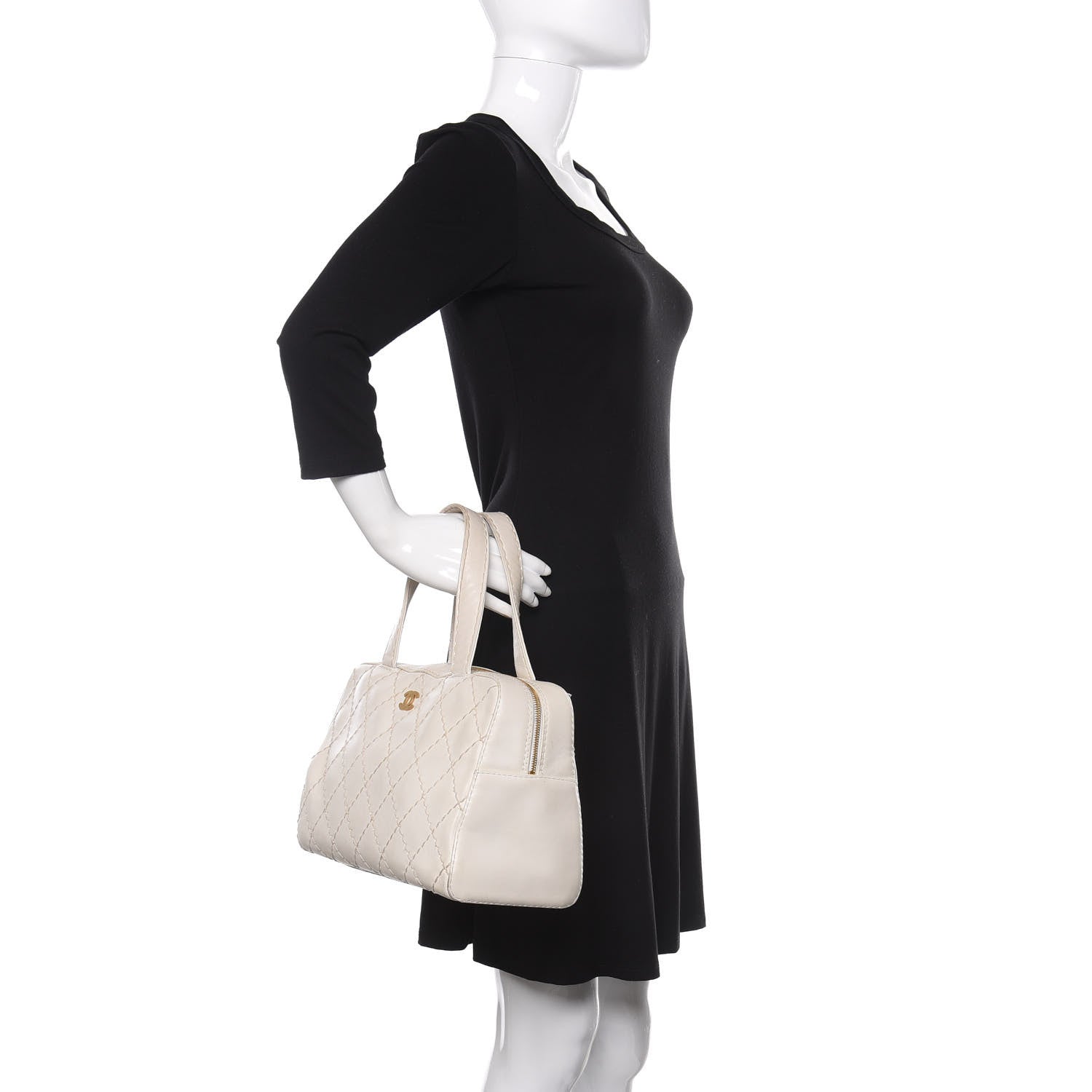 Chanel Calfskin Wild Stitch Top Handle Bag White 2 of 26