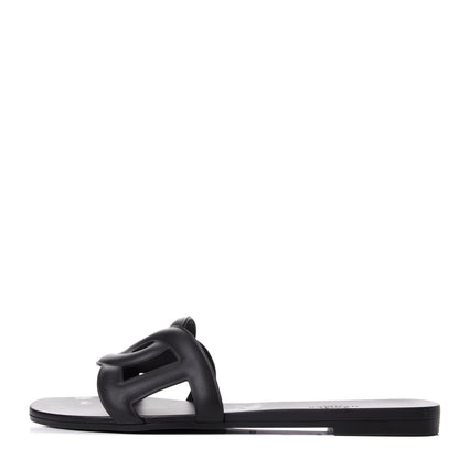 Hermes Rubber Aloha Sandals 39 Black 1 of 9