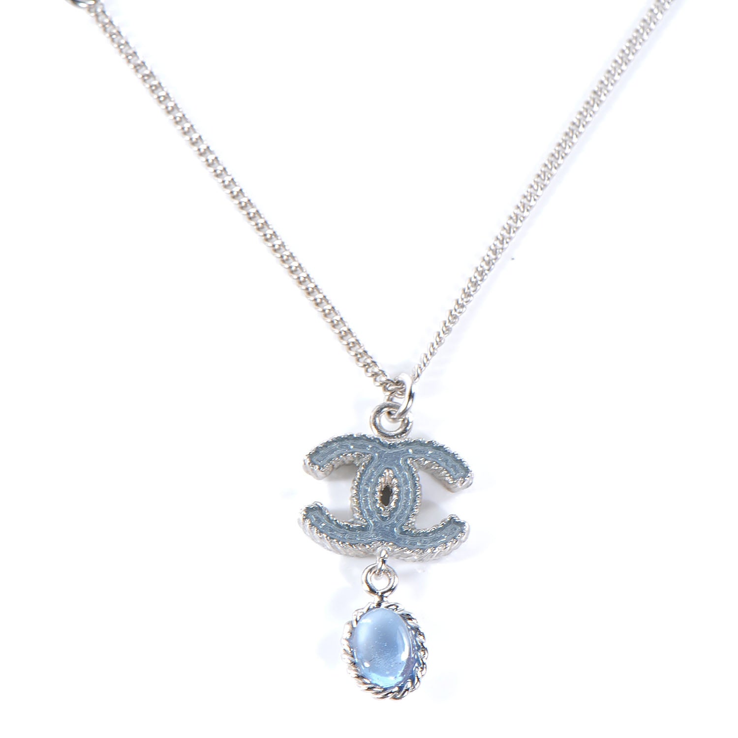 Chanel Enamel CC Necklace Light Grey 1 of 4